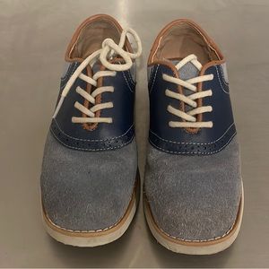 Florsheim Kids Boys suede saddle Oxford. Blueish grey with navy size 13